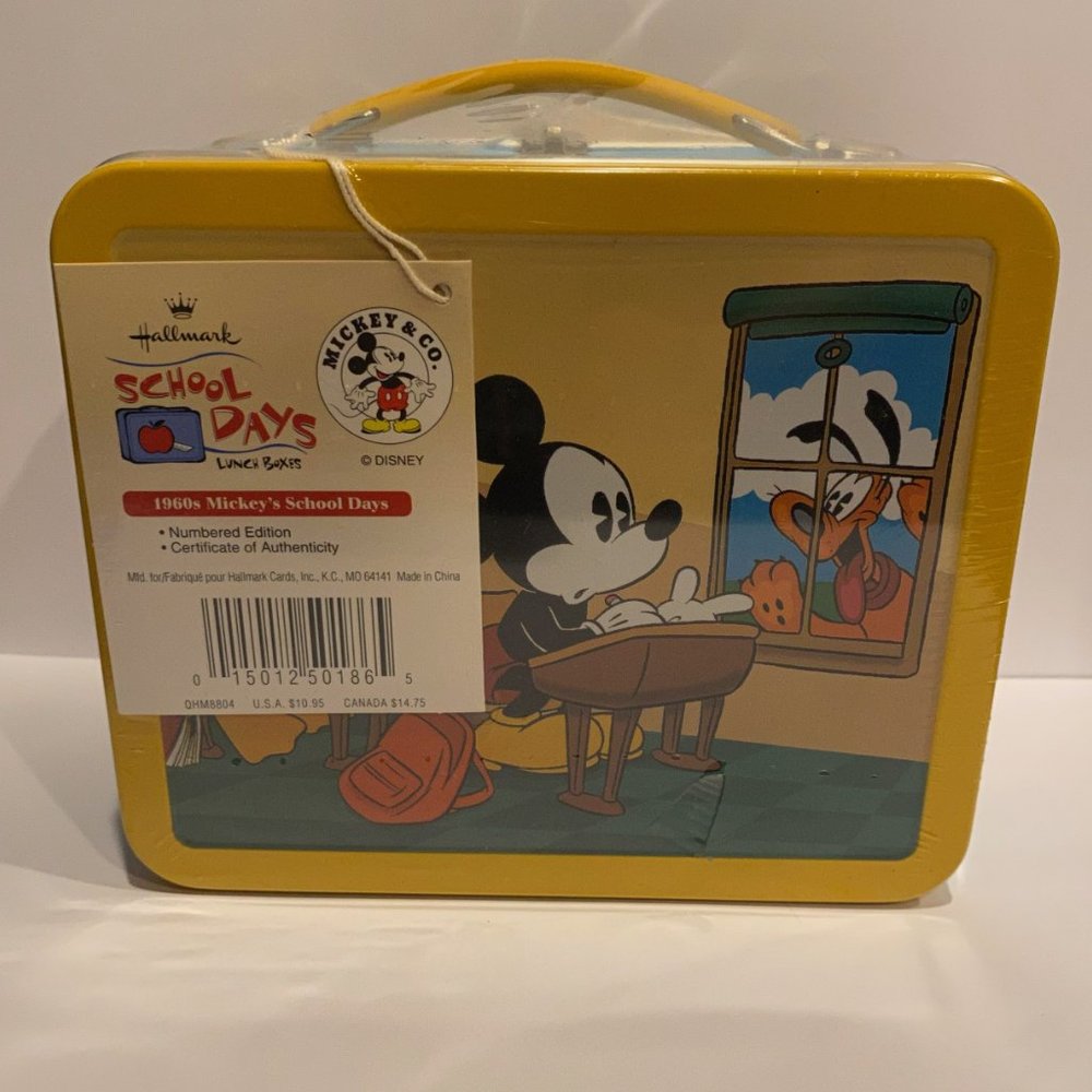 Hallmark 1960s Mickey's School Days Tin Lunch Box 5" x 6" Sealed w/ Tag #3E/6934
